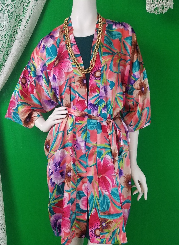 Bright floral vintage robe/cover-up